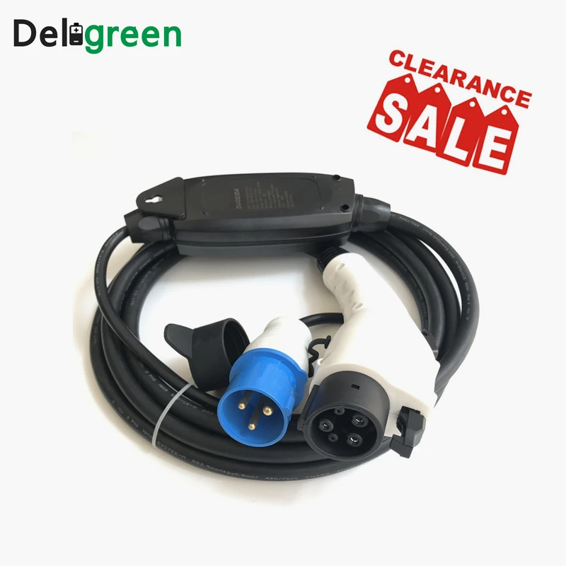

Clearance Sale Duosida 16A EVSE EV charger J1772 Type 1 Level 1 with Blue CEE Connector Electric Car Portable Charger In stock