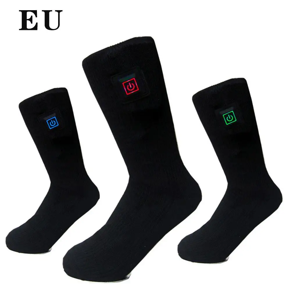EU Thermal Cotton Heated Socks Sport Ski Socks Winter Foot Warmer Electric Warming Sock Battery Power Men Women Heating Socks Cloth - Цвет: EU
