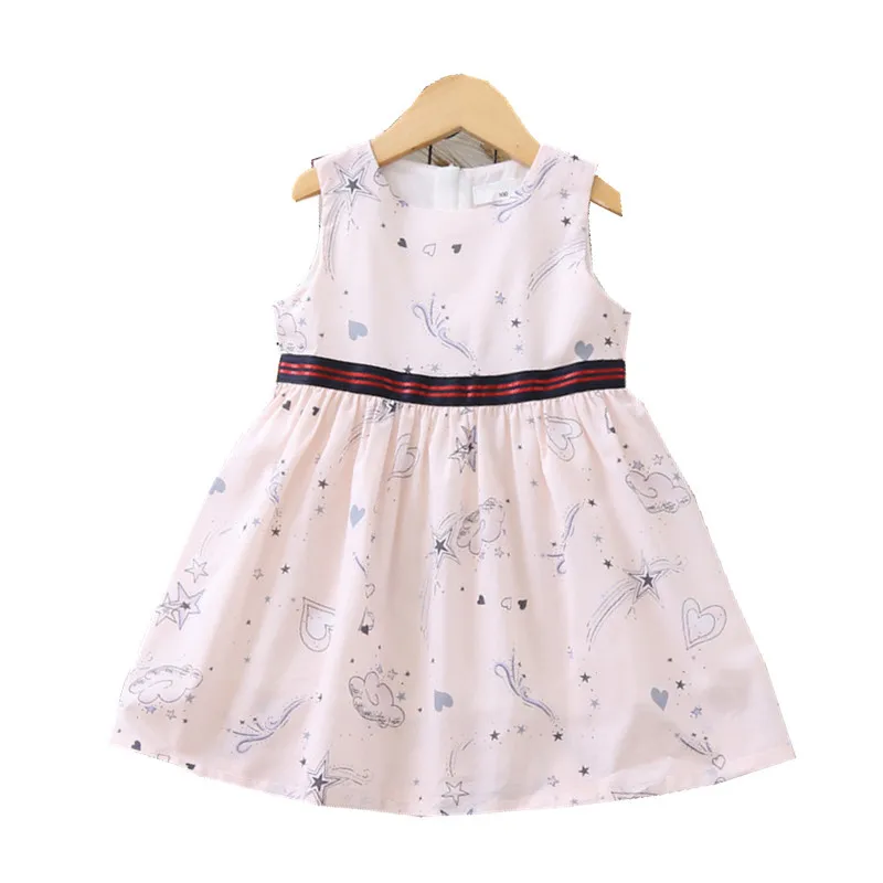 Стильное летнее платье с принтом для девочек; Новинка года; детское платье принцессы