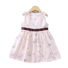 Стильное летнее платье с принтом для девочек; Новинка года; детское платье принцессы