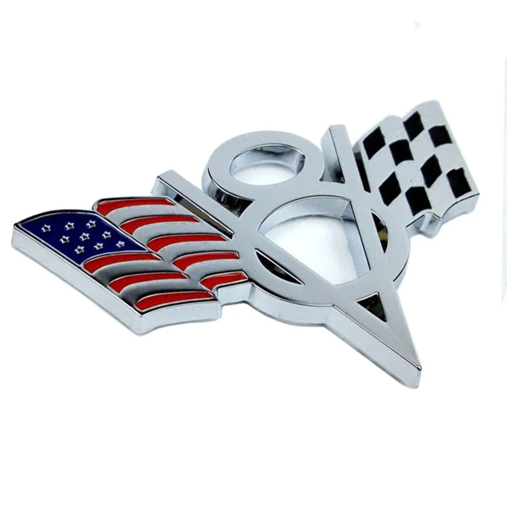 Dsycar 3D Metall V8 UNS Flagge Moto Auto Aufkleber Logo