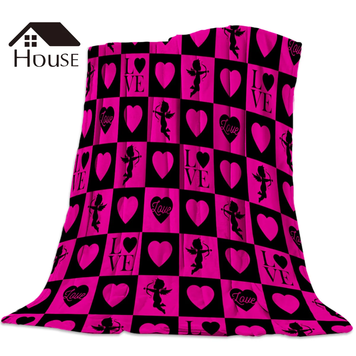 Valentine'S Day Features Cupid Hearts Throw Blanket Soft Comfortable