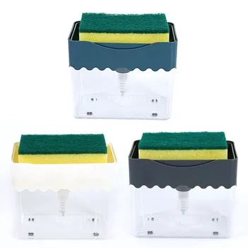 

2-in-1 Sponge Box Soap Dispenser Double Layer Kitchen Plastic Soap Dispenser Sponge Scrubber Holder Multifunctional Soap Box
