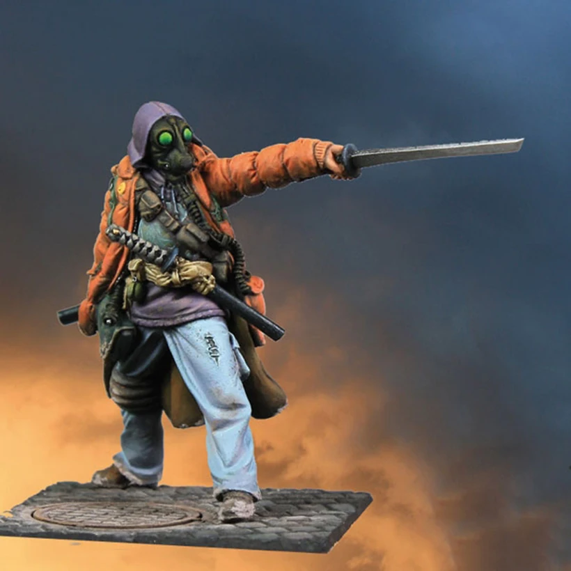 Selbst zusammenzubauendes, neues, unmontiertes 1/35-Modell, Mann mit Ständer, Harzfigur, unbemalter Modellbausatz