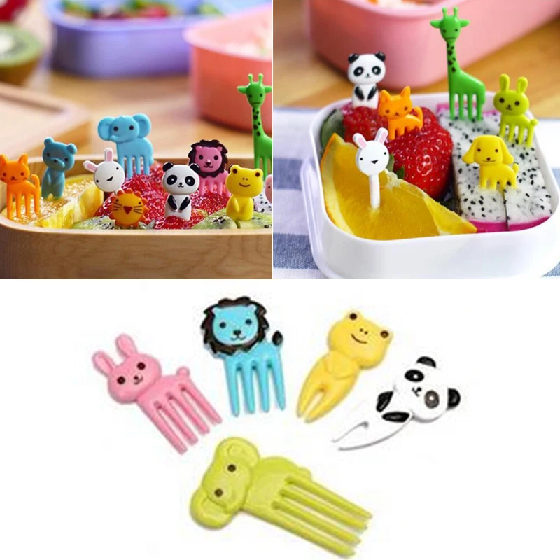 6/10Pcs Bento Animal Food Fruit Picks Forks Lunch Box Kitchen Supply Decor