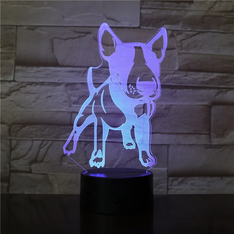 7 цветов Изменение Usb 3D Led милая собака моделирование настольная лампа Спальня атмосфер ночной Светильник прикроватный декорированный для