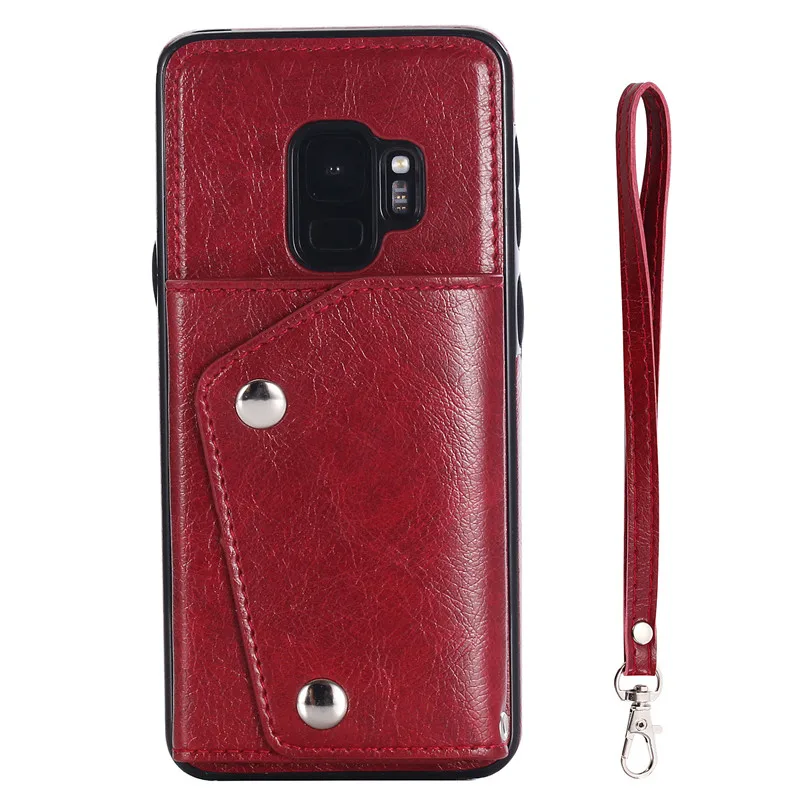 Red Case Кожаный чехол-бумажник Tikitaka для samsung Note 8, s7, s8 Plus, ремешок для карт, флип-чехол для Galaxy S9 Plus, S8 Plus, s7edge, задняя крышка - Цвет: Red Case