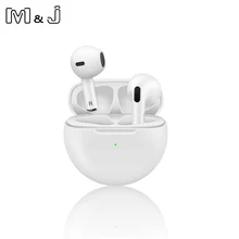M & J אוויר פרו 6 9D TWS Bluetooth אוזניות אלחוטי אמיתי סטריאו עבור iPhone Xiaomi Huawei HiFi בס אוזניות ספורט אפרכסת עם מיקרופון