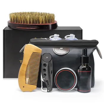 

1 Set Men Beard Kit Styling Tool Beard Bib Aprons Balm Beard Oil Comb Moisturizing Wax Styling Scissors Beard Care Set