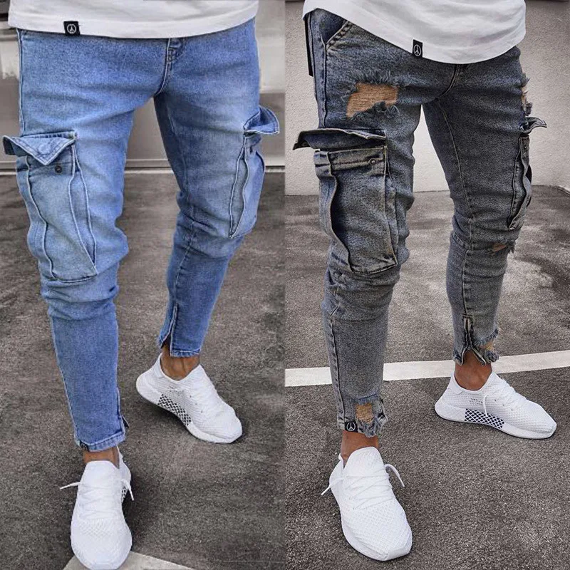 regular fit jeans New Ripped jeans for men Fashion casual slim denim pencil pants Men's clothing trousers S-4XL Drop shipping tapered fit jeans