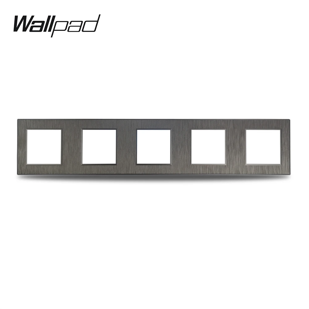 Wallpad S6 DIY Пятиместный 5 Way Серебряный Матовый ПК Панель для настенных выключателей, имитирующая Алюминий пластины Комбинации, 430*86