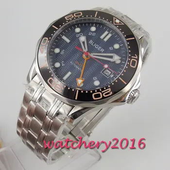 

41mm bliger blue sterile dial Sapphire glass Ceramic bezel stainless steel automatic mens watch