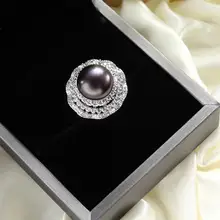 Перламутровое кольцо с натуральным пресноводным жемчугом, Женское кольцо для свадебной вечеринки, высокое качество, циркониевое роскошное ювелирное изделие, кольца с жемчугом