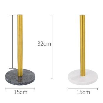 

Nordic Retro Style Natural Marble Gold-Plated Kitchen Paper Towel Holder Roll Holder Desktop Jewelry Storage Shelf