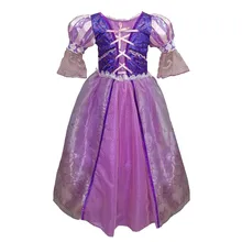 Детское платье Рапунцель для девочек детский фантазийный маскарадный костюм с лентами, Детская праздничная одежда на Хэллоуин фиолетовое платье принцессы для детей от 3 до 7 лет