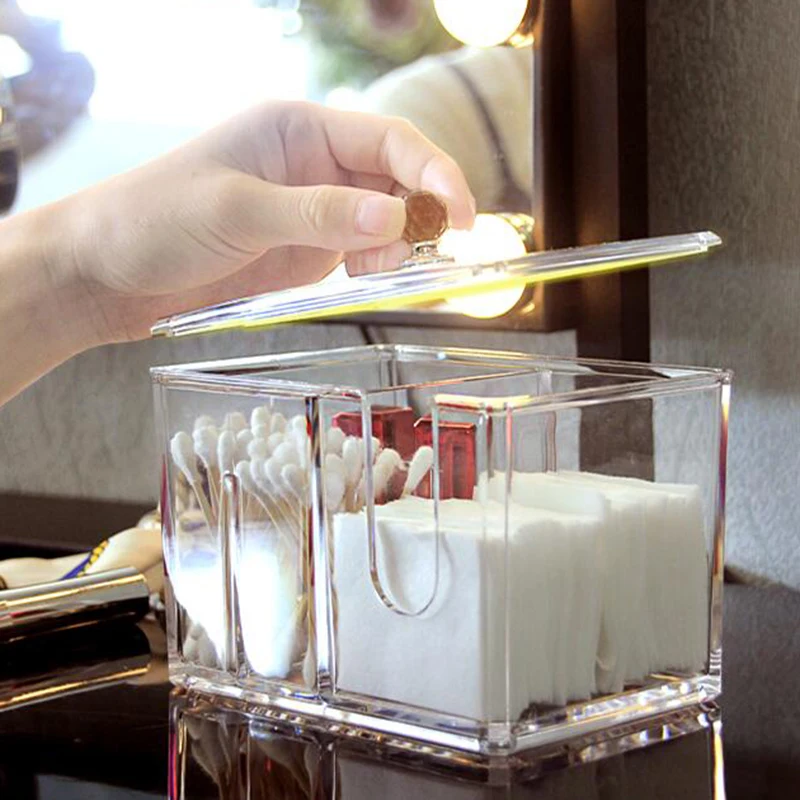 Органайзер для макияжа прозрачная коробка хранения держатель косметики ватный