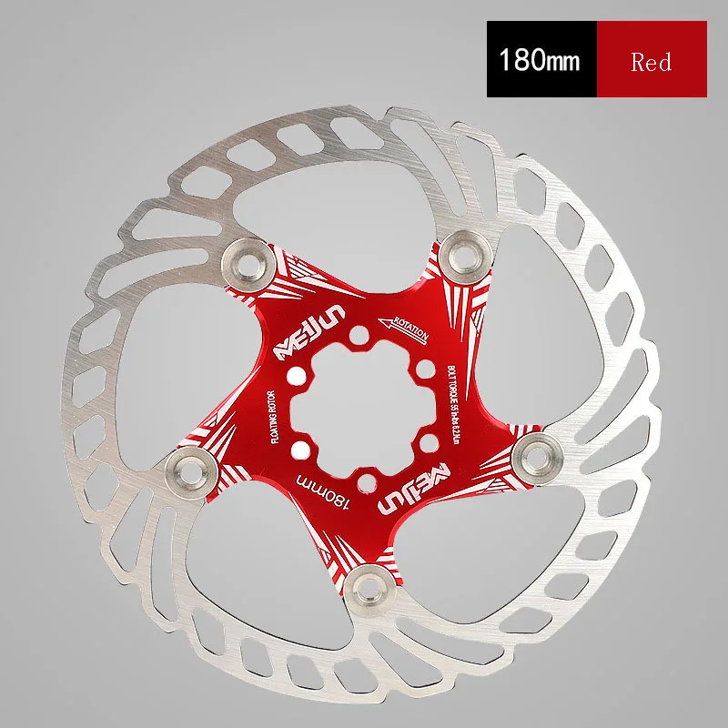 180mm red MTB велосипеда пять гвоздей вращающийся диск велосипедный тормоз 140/160/180/203 мм горный велосипед дисковый тормоз ротора - Цвет: 180mm red
