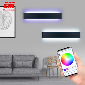 

Rectangle Led Wall Lamp Sconces smart House RGB Dimmable APP Remote control Bluetooth bedroom lamp Bathroom Mirror Light ZBD0001