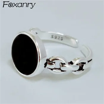 

Foxanry Minimalist 925 Sterling Silver Creative Wedding Rings for Women Couples Engagement Jewelry New Fashion Accessories Gift