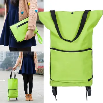 

New Fashion Shopping Cart Oxford Cloth Portable Trolly 3-position Folding Trolley Stainless Steel Pull Rod Bag With Mute Wheel
