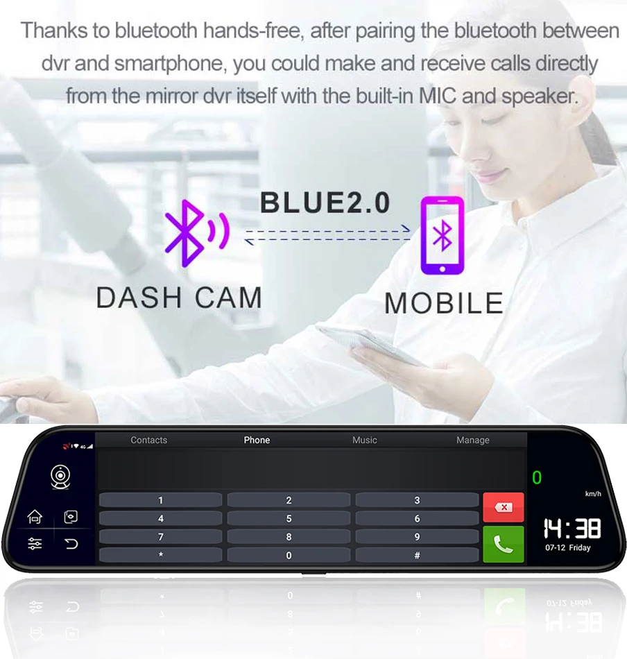 1" Full FHD экран зеркало заднего вида камера 4G Android 8,1 gps Bluetooth навигация wifi ADAS видеорегистратор с двумя объективами