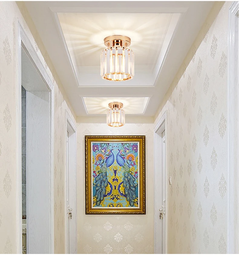 Nordic crystal ceiling light for aisle, corridor entrance, balcony, cloakroom,  luxury crystal small ceiling lamp hanging lights