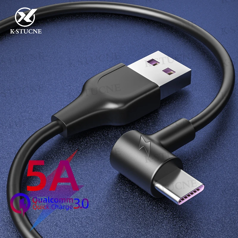 90 градусов 5A usb type C кабель для мобильного телефона для samsung huawei Xiaomi Redmi кабель передачи данных для быстрой зарядки для huawei type-C зарядное устройство