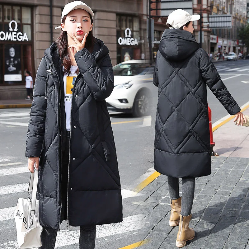 

Mid-length 2019 Winter New Style Korean-style Loose-Fit Slimming Versatile Hooded Pocket Cotton-padded Clothes/Cotton Coat