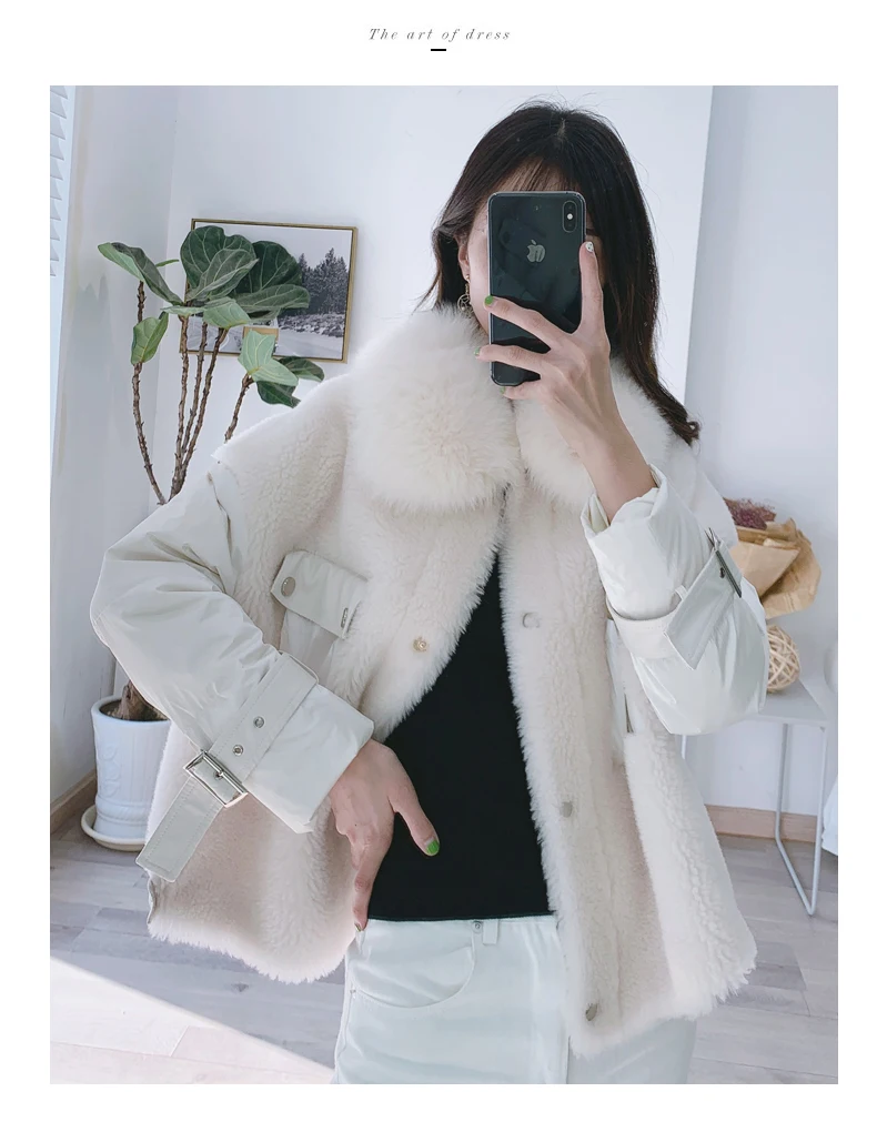 Flash Deal Real Fur Coat Winter Coat Women Clothes 2019 Korean Fashion Sheep Shearing 100% Wool Jacket Duck Down Jackets 919150 YY1703 7