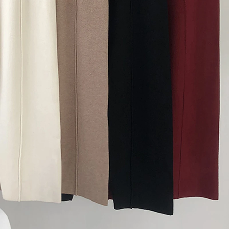 Aachoae Loose Solid Knitted Pants Women Elastic Waist Casual Lady Pants Pleated Leisure Home Wear Long Pants Female Pantalon