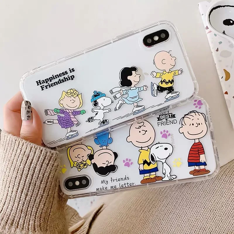 

For iphone X XS XR max phone case with pattern snoopy Charlie Brown cartoon cute soft TPU case for iphone 5 6 7 8 PLUS covers