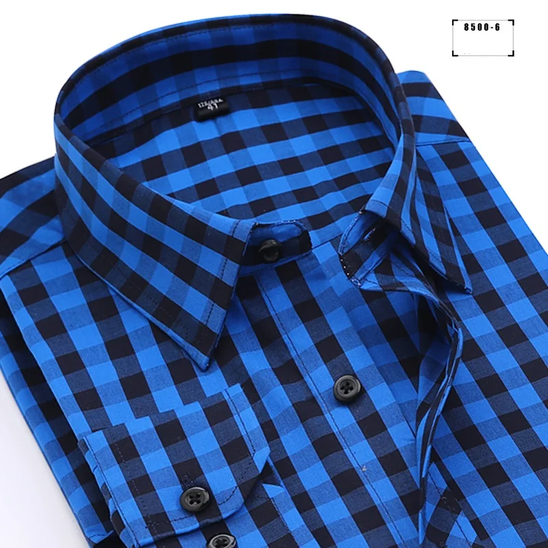 DAVYDAISY Новое поступление Высококачественная Мужская рубашка хлопок с длинным рукавом мужские рубашки в клетку Повседневная деловая рубашка бренд DS344 - Цвет: 8500-6