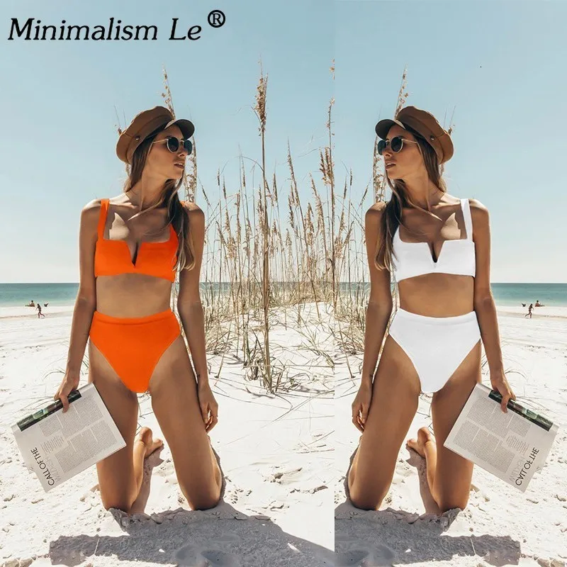 

Women High Waist Swimwear Sexy Solid Bikinis Bathing Suit Summer Tube Top Beachwear Swimsuit Female Red Yellow Biquini