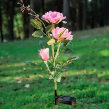 Светодиодный солнечный светильник лужайки свет Управление 3-Pinik розы Стиль 3 светодиодный чипы лампа для Открытый Сад Двор