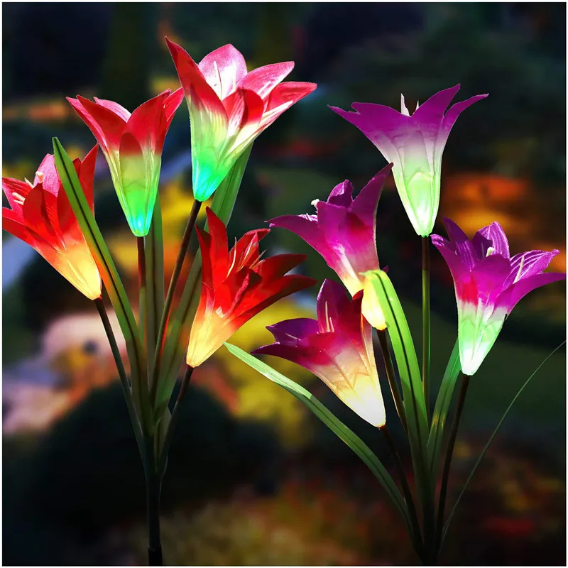 

Solar Powered Garden Light Outdoor Waterproof 7 Color Change Lighting Lily Flower Led Fairy Light Lawn Lamp Christmas Decor