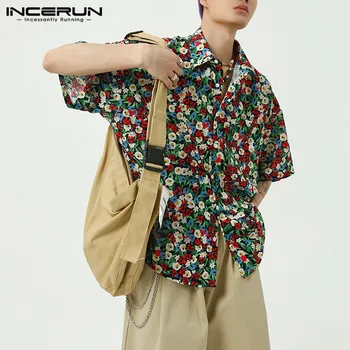 

2020 Fashion Men Hawaiian Shirts Flower Printed Short Sleeve Lapel Blouse Fashion Loose Brand Summer Holiday Hombre Chemise 3XL
