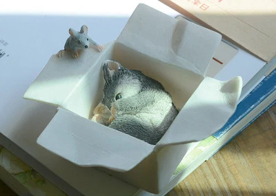 Scared cat and mouse Милые, миленькие в японском стиле(«Каваий»), Декор для дома, с изображением кота аксессуары фигурки животных Скульптура миниатюрная сказочная сад Ev Dekorasyon Aksesuarlar орнамент - Цвет: Scared cat and mouse