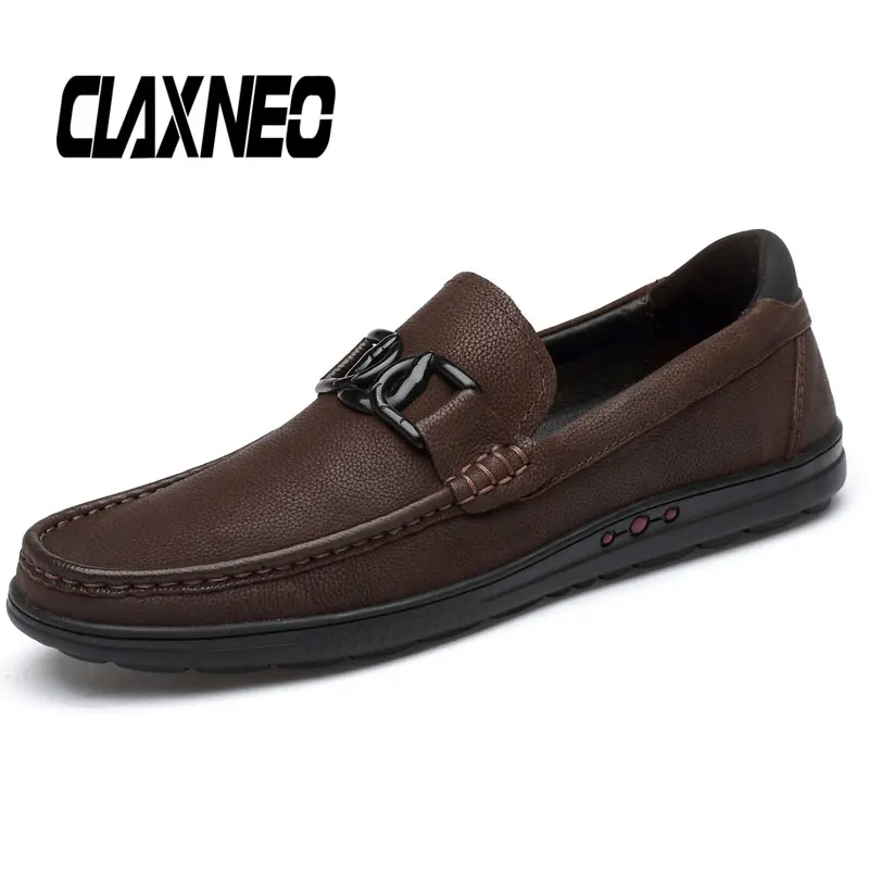 CLAXNEO Man Leather Shoes Slip on Summer Autumn Male Moccasins Design Boat Shoe Genuine Leather clax Man Loafers Big Size