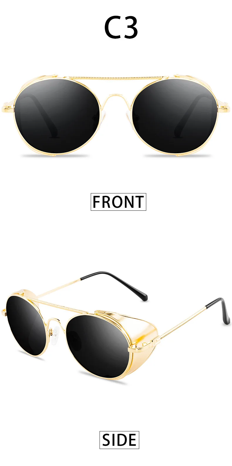 Classic Punk Sunglasses Men Brand Designer Sun Glasses Women Vintage Metal Frame Goggles UV400 For Men Punk Oculos De Sol Gafas