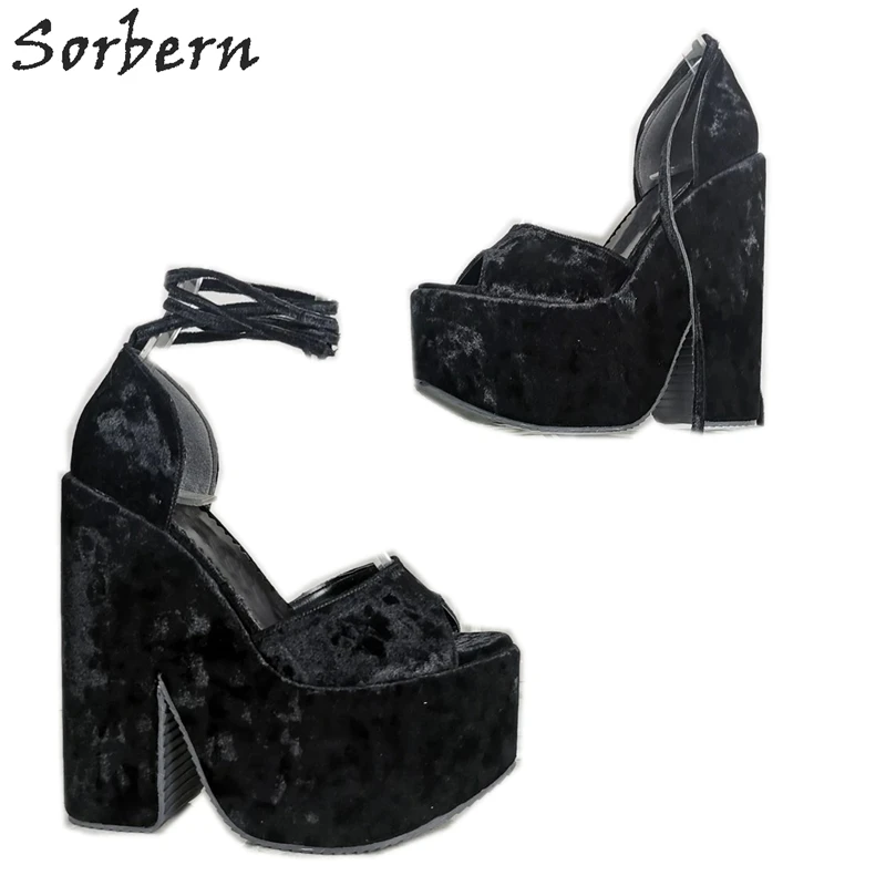 black velvet platform shoes