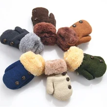 Новое поступление на зиму для маленьких мальчиков и девочек трикотажные перчатки теплая веревка полный митенки для пальцев перчатки для детей Дети