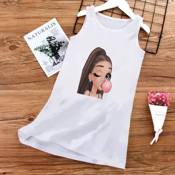 

New Baby Girl Dress Vogue Girls Clothes Ariana Grande Bubble Blowing Girl Party Dress Kawaii Summer Dress Girl O-neck Sleeveless