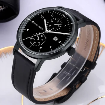 

MINI FOCUS Mens Watches Luxury Fashion Quartz Watch Men Calendar Bussiness Leather Waterproof Clock Men Relogio Masculino