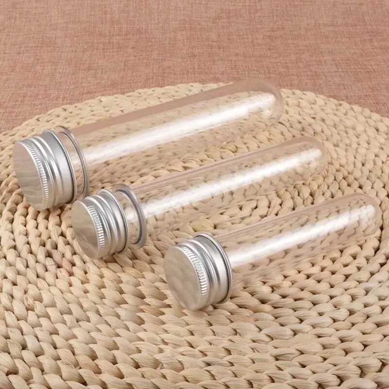 30/40/45/60/80/100ml plastic Test Tube With Screw Cap capsule PET Bottle Aluminum Cap Packing Tube With Pressure Sensitive Seal plastic test tubes plastic caps