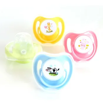

DHL 200pcs Baby animals printing Pacifiers Safe Food Grade Silicone cute Baby round and flat Nipples Pacifiers