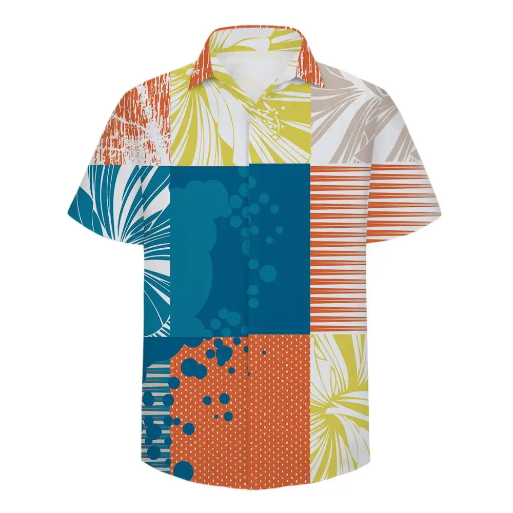 Popular Design Mens Clothes Shirt 3D Full Printing Short Sleeve Shirts Men Slim Polyester Casual Gradient Tops | Мужская одежда