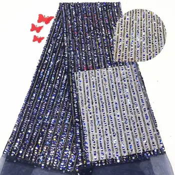 

high quality sequence French Nigerian sequins net lace,African tulle mesh sequence lace fabric for dress 5yards/lot FFD93