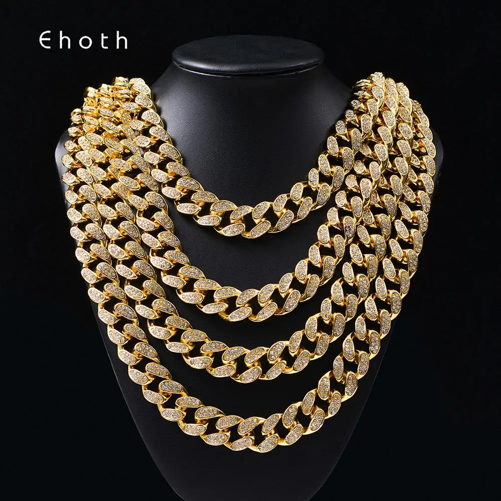 

20mm Men Hip hop Iced Out Bling Full Pave Rhinstones Chain Necklace Fashion CZ Miami Cuban Chains Necklaces Hiphop for Unisex