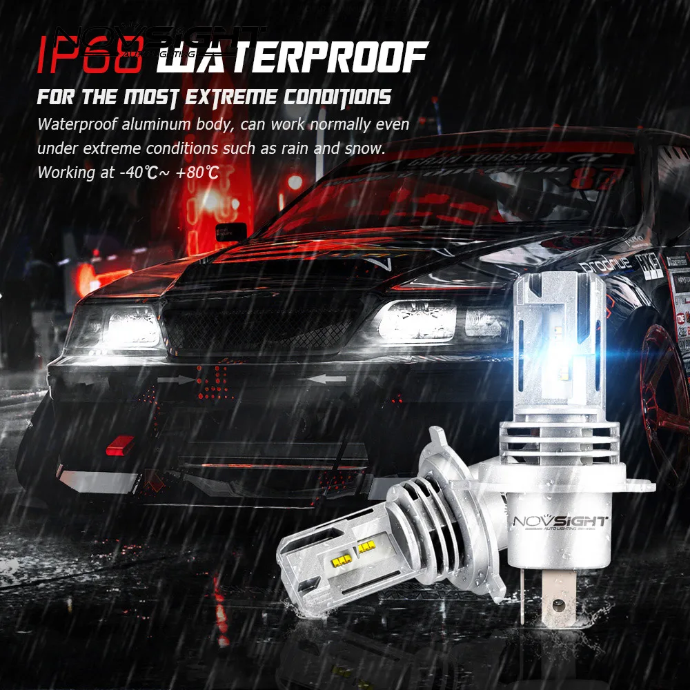 Novsight автомобиль H4 светодиодный H7 лампы для передних фар 12V H11 H8 9005 9006 H1 светодиодный лампы мини-55 W 6000K белый Автомобильная фара лампа