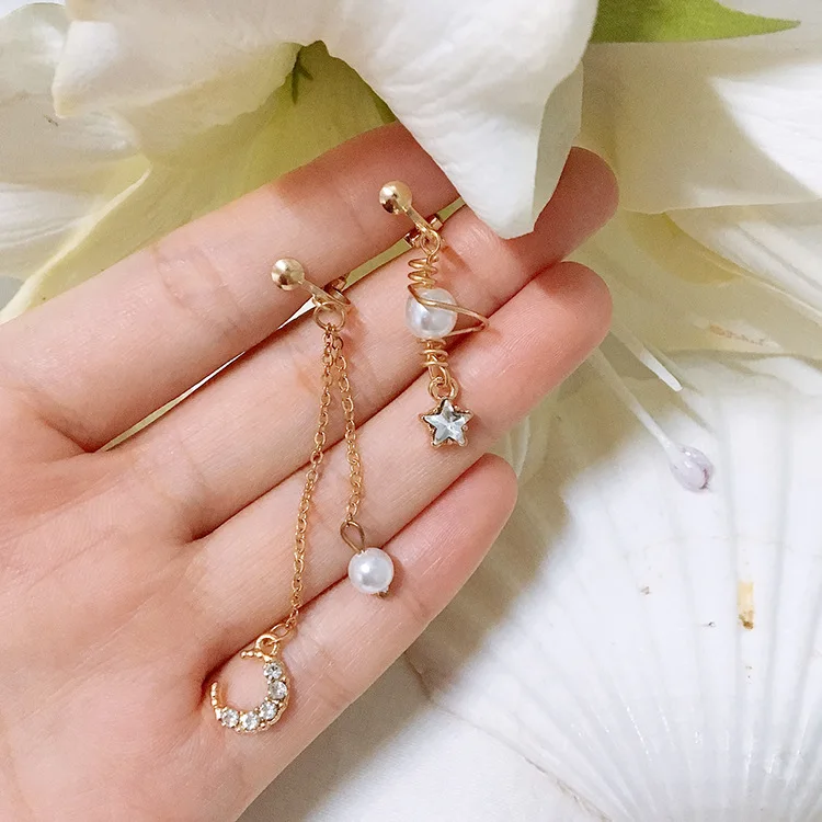 Корейские серьги Модные Необычные геометрические серьги для женщин девушка серьги с жемчугом без Сережки для пирсинга клип Ювелирные изделия